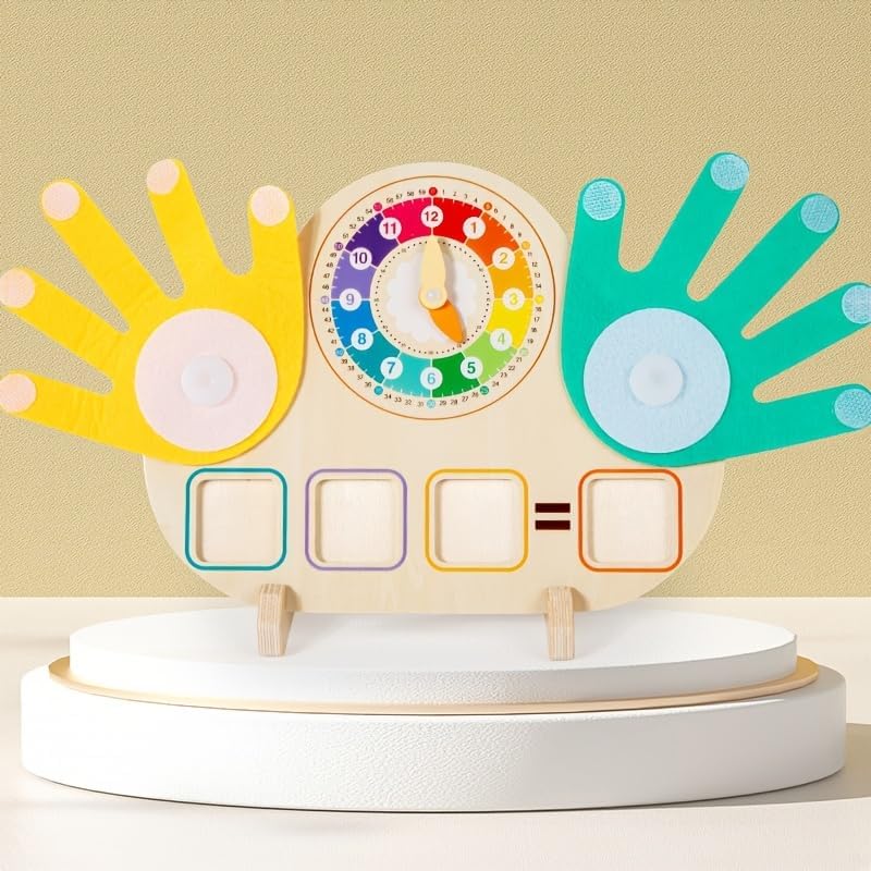 Capstro Wooden Math Learning Toy Set for Kids | Counting, Arithmetic & Early Number Skills | Hands-On Montessori-Style Educational Board for Preschool Learning – Teaching Clock & Finger Counting Board - Image 4